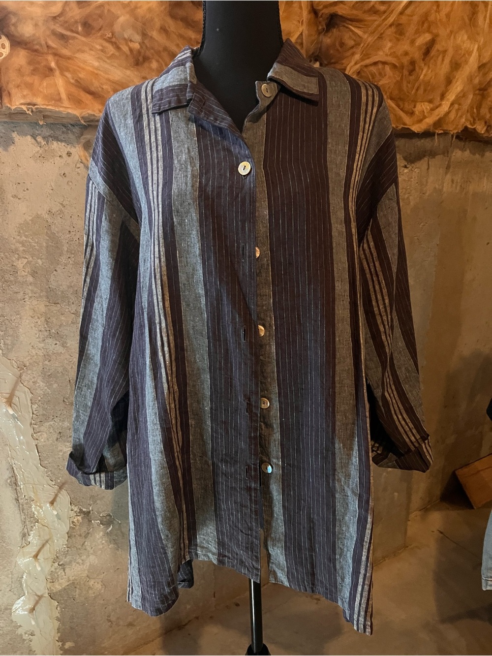 bryn Walker Oversized Striped Linen Button-Up Shirt